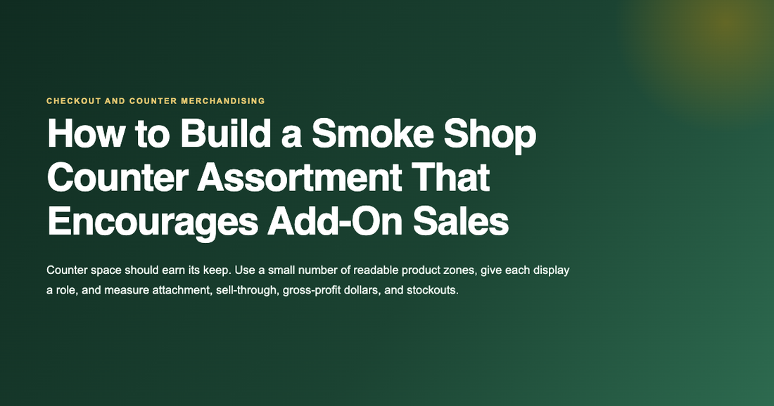 smoke shop counter assortment with lighter paper rolling tray and pipe cleaner displays