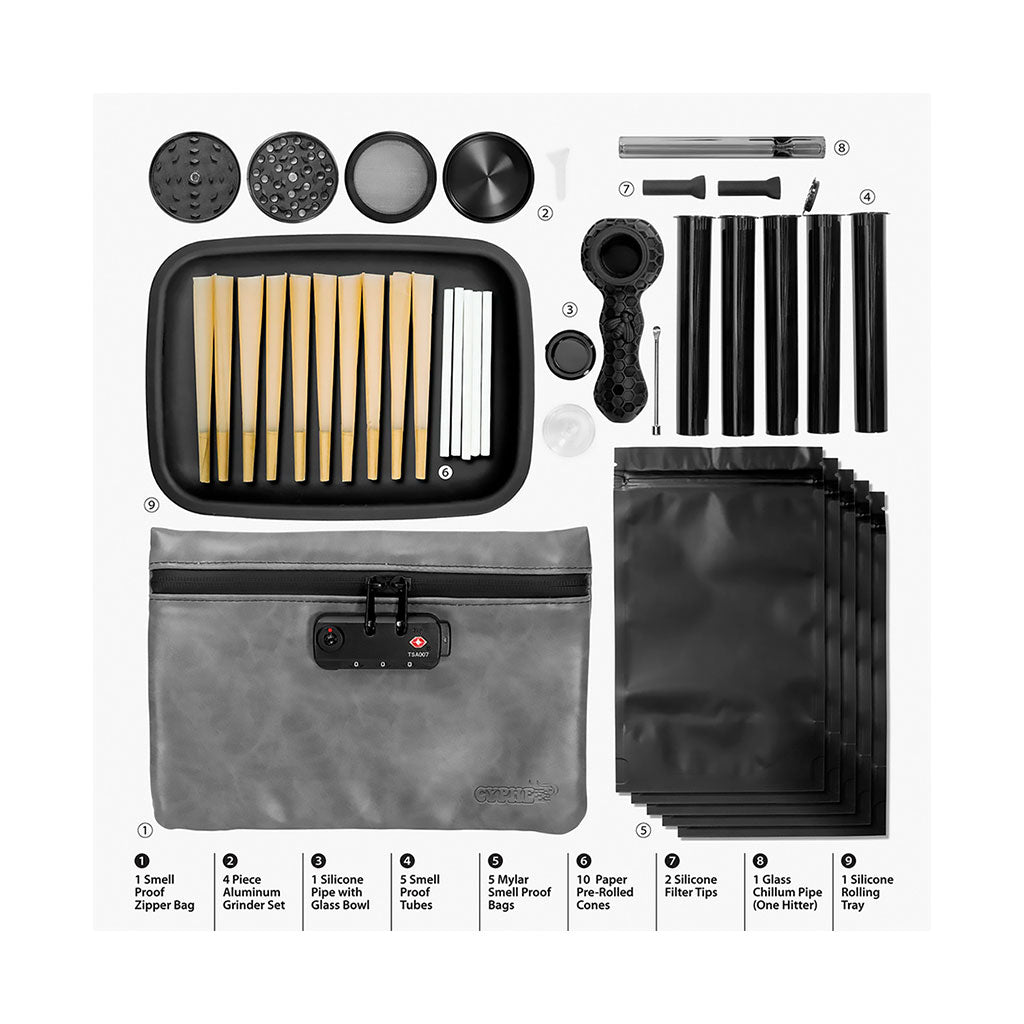 Grey 26 Piece Smellproof Smoking Kit - CYPHE Wholesale | CYPHE