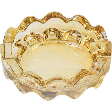 Amber Round Wave Electroplated Glass Ashtray 4" by Connection Store - Old HBH Wholesale - Wholesale