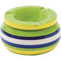 Pottery Green ,White and Blue Strips Ceramic Ashtray. by Connection Store - Old HBH Wholesale - Wholesale