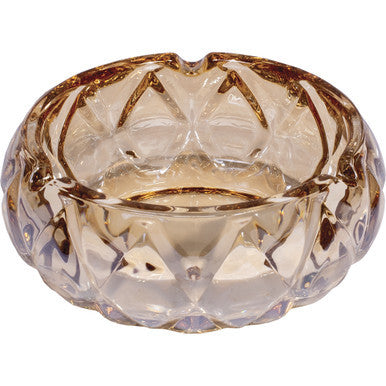5in Round Amber Raindrop Glass Ashtray by Connection Store - Old HBH Wholesale - Wholesale