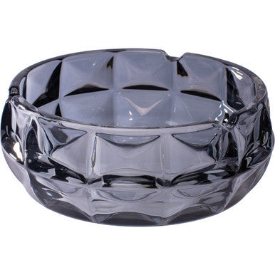 Smokey Black Diamond Cut Crystal Glass Ashtray - 6in by Connection Store - Old HBH Wholesale - Wholesale