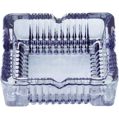 Blue Square Electroplated Glass Ashtray - 4in x 4in by Fujima - Wholesale
