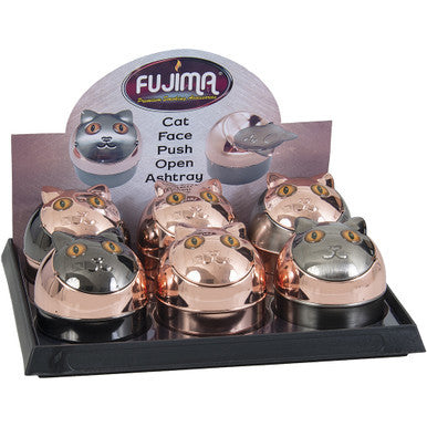 6ct. Push Open Ashtray Asst. W/ Cat Face by Connection Store - Old HBH Wholesale - Wholesale