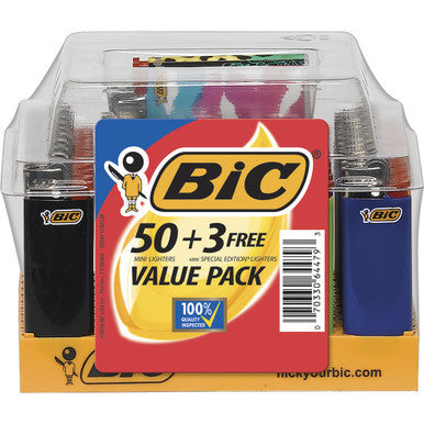 50Ct. Bic Mini Size Lighters +3 Free by Bic - Wholesale