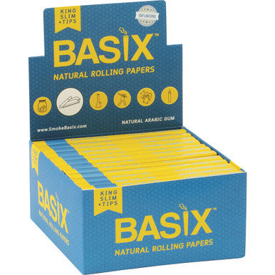 24 Ct. Basix Natural Rolling Paper With Tips Kings by KushRX - Wholesale