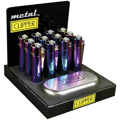 12Ct. Icy Colored Metal Clipper Lighters by Clipper - Wholesale