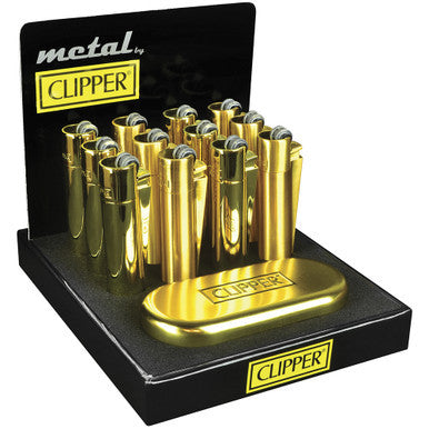 12Ct. Gold Colored Metal Clipper Lighters by Clipper - Wholesale
