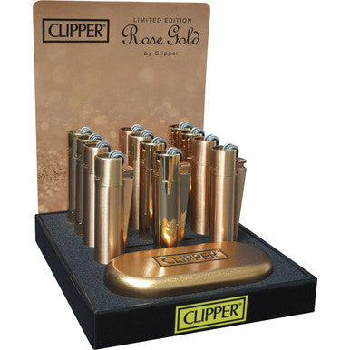 12Ct. Rose Gold Metal Clipper Lighters by Clipper - Wholesale