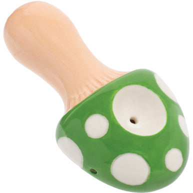 3.5" Green Mushroom Ceramic Pipe - Wacky Bowlz by Wacky Bowlz - Wholesale