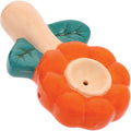 3.5" Orange Flower Ceramic Pipe - Wacky Bowlz by Wacky Bowlz - Wholesale