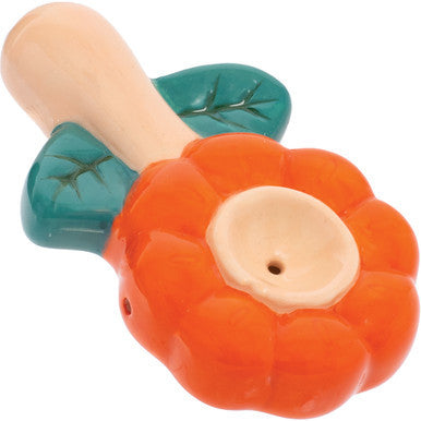 3.5" Orange Flower Ceramic Pipe - Wacky Bowlz by Wacky Bowlz - Wholesale