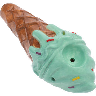 3.5" Mint Green Ice Cream Ceramic Pipe - Wacky Bowlz by Wacky Bowlz - Wholesale