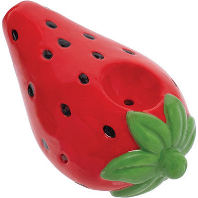 3.5"Strawberry Ceramic Pipe - Wacky Bowlz by Wacky Bowlz - Wholesale