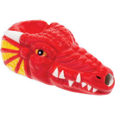 3.5" Red Dragon Ceramic Pipe - Wacky Bowlz by Wacky Bowlz - Wholesale