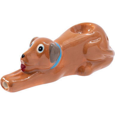 3.5in Brown Dog Ceramic Pipe - Wacky Bowlz by Wacky Bowlz - Wholesale