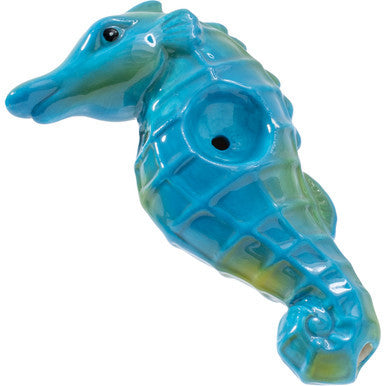 3.5in Seahorse Ceramic Pipe - Wacky Bowlz by Wacky Bowlz - Wholesale