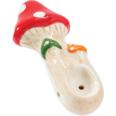 3.5in Tri Mushroom Ceramic Pipe - Wacky Bowlz by Wacky Bowlz - Wholesale