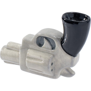3.5in Hand Gun Ceramic Pipe - Wacky Bowlz by Wacky Bowlz - Wholesale