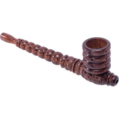 6in Carved Wooden Pipe by Connection Store - Old HBH Wholesale - Wholesale