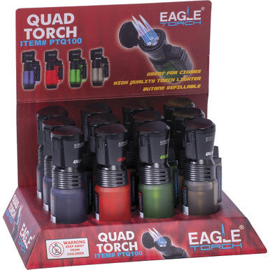 12Ct. Eagle Luxury QUAD Torch W/ Filp Top by Connection Store - Old HBH Wholesale - Wholesale