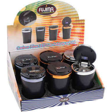 6ct. Carbon Fiber LED Car Ashtray w/ Lid by Connection Store - Old HBH Wholesale - Wholesale
