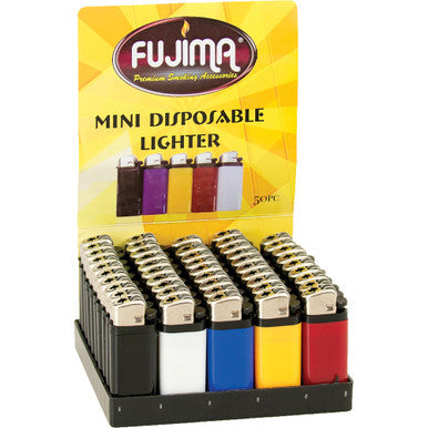 50Ct. Fujima Mini Solid Disposable Lighter by Connection Store - Old HBH Wholesale - Wholesale
