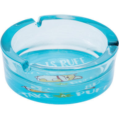 5.1in Medium Glass Ashtray - Life is Rough Take A Puff by Connection Store - Old HBH Wholesale - Wholesale