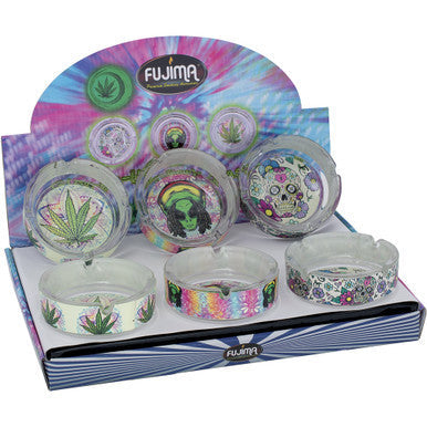 6ct. Asst. Glow In Dark Glass Ashtray by Connection Store - Old HBH Wholesale - Wholesale