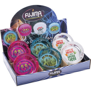 6ct. 3.5in Glass Ashtrays - Saying Designs by Connection Store - Old HBH Wholesale - Wholesale