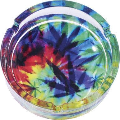 2pk. 6.25" Tie Dye Leaf Design Ashtray by Connection Store - Old HBH Wholesale - Wholesale