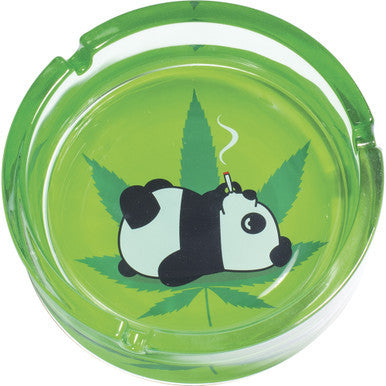 6.25" Toking Panda Leaf Glass Ashtray by Connection Store - Old HBH Wholesale - Wholesale