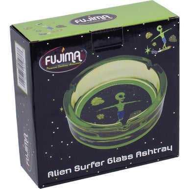 6.25" Green Alien Surfer Glass Ashtray by Fujima - Wholesale