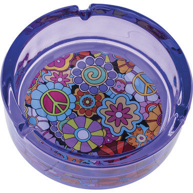 6.25" Purple Hippie Flower Glass Ashtray by Fujima - Wholesale