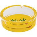 6.25" Yellow Smiley Leaf Glass Ashtray by Connection Store - Old HBH Wholesale - Wholesale