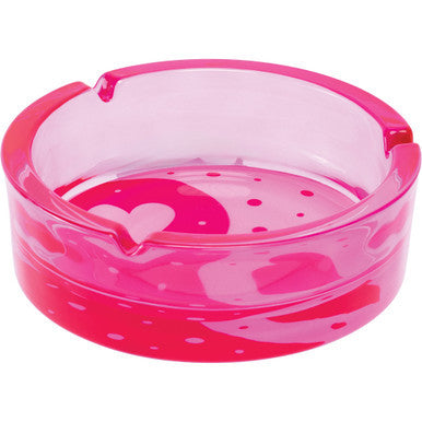 6.25" Pink Yin Yang Hearts Glass Ashtray Wholesale