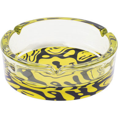 6.25" Yellow Melting Smiley Glass Ashtray by Connection Store - Old HBH Wholesale - Wholesale