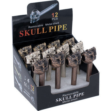 12ct Metal Skull Pipe by Connection Store - Old HBH Wholesale - Wholesale