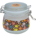 500Ml Glass Jars White Leaves by Fujima - Wholesale