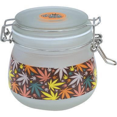 500Ml Glass Jars White Leaves by Fujima - Wholesale