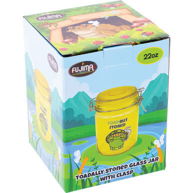 22Oz Yellow Toadally Stoned Glass Jar With Clasp by Fujima - Wholesale
