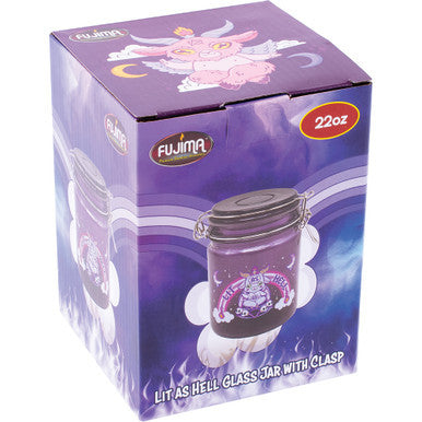22Oz Black Lit As Hell Glass Jar With Clasp by Connection Store - Old HBH Wholesale - Wholesale