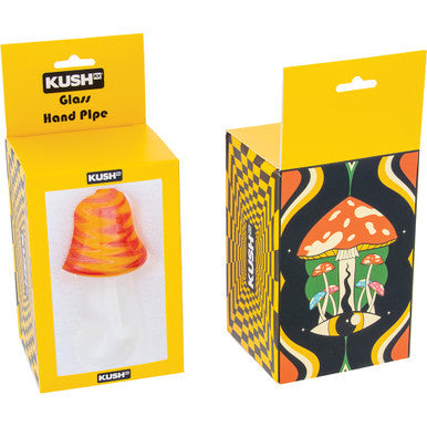 4" Mushroom Wig Wag Hand Pipe - Yellow Orange by KushRX - Wholesale
