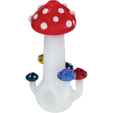 4" Mushroom Sprouts Hand Pipe - Red by KushRX - Wholesale