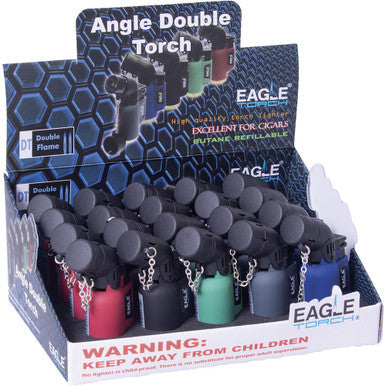 20Ct. Angle Double Torch Flame Lighter Plastic by Connection Store - Old HBH Wholesale - Wholesale