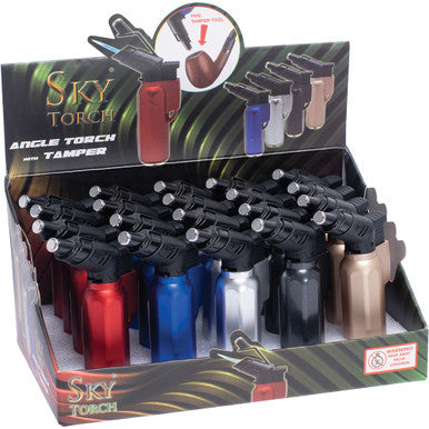 20Ct.Angle Torch Filp Top w/Tamper-Metallic Finish by Sky Torch - Wholesale