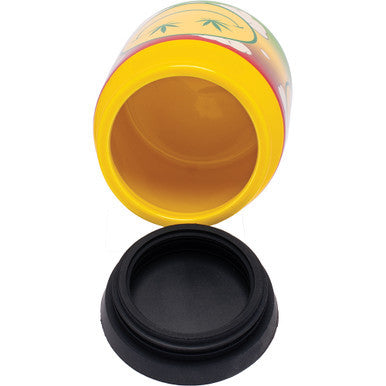 3.75In Large Ceramic Stash Jar - Stoned Smiley by Fujima - Wholesale
