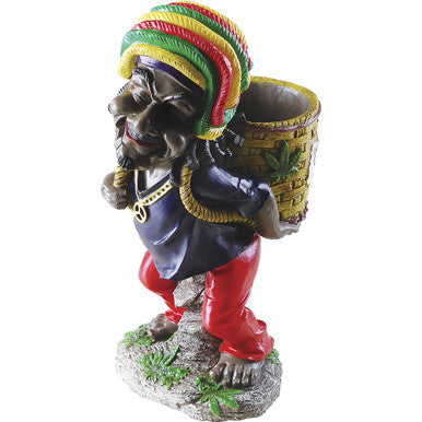 17" Large Jamaican Man Ashtray with reggae figurine carrying a basket by Connection Store - Old HBH Wholesale - Wholesale