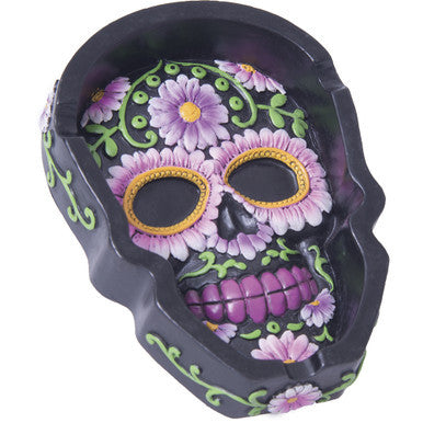8ct. Poly Stone Floral Skull Shape Ashtray by Connection Store - Old HBH Wholesale - Wholesale