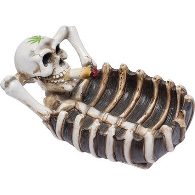 6in Stoned Skeleton Polystone Ashtray by Fujima - Wholesale